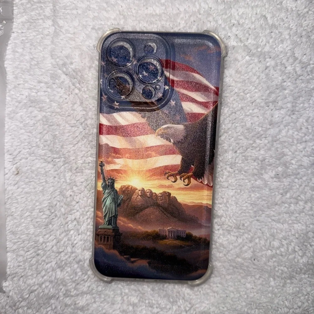 NEW Patriotic Case for iPhone 15 Pro Max - Eagle, US Flag. USA and Monuments